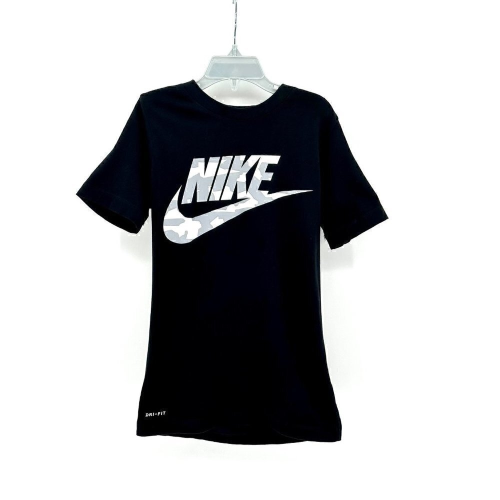 NIKE DRI - FIT BLACK & WHITE CAMOUFLAGE SHIRT BIG KIDS SIZE S